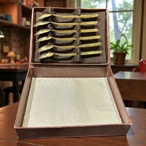 Set of 6 Vintage Thai Miniature Brass Spoons, Handcrafted in Thailand